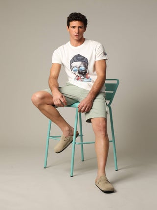 T-shirt coton à l'imprimé marin audacieux 'Deeluxe'
