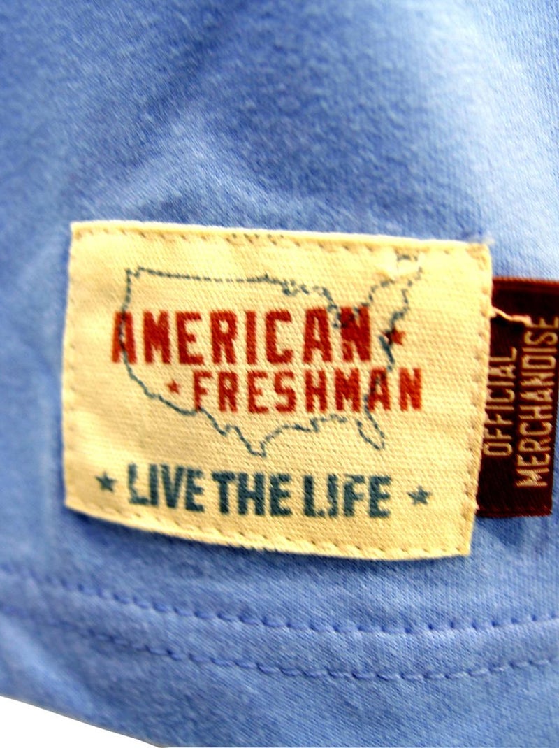 T-shirt coton 'American Freshman' 'Zach' Bleu - Kiabi