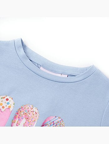 T-shirt coton avec imprimé glace et ourlet noué - vidaxl