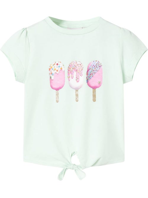 T-shirt coton avec imprimé glace et ourlet noué - vidaxl - Kiabi