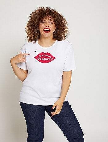 T-shirt coton bio coupe droite à message