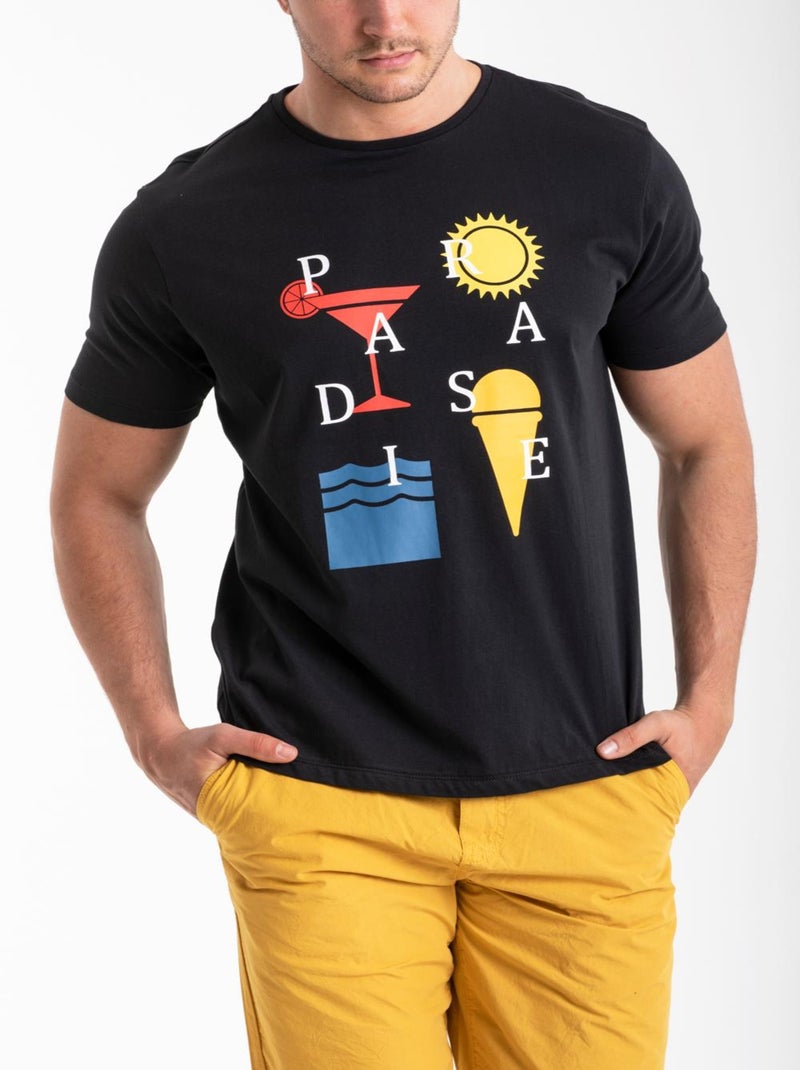 T-shirt coton bio GAIAN 'Rica Lewis' Noir - Kiabi