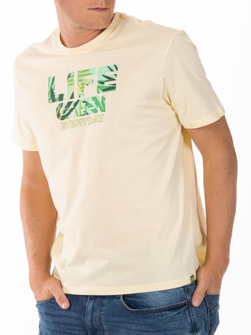 T-shirt coton bio GREENI9 'Rica Lewis' Beige - Kiabi