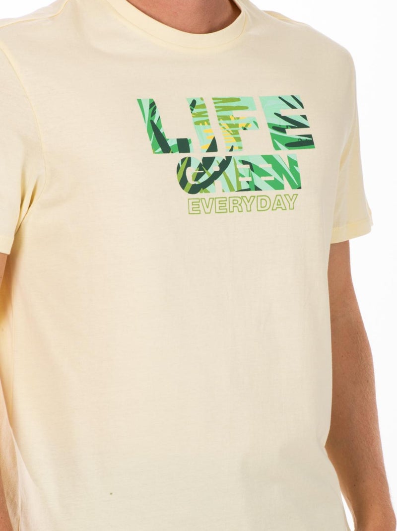 T-shirt coton bio GREENI9 'Rica Lewis' Beige - Kiabi