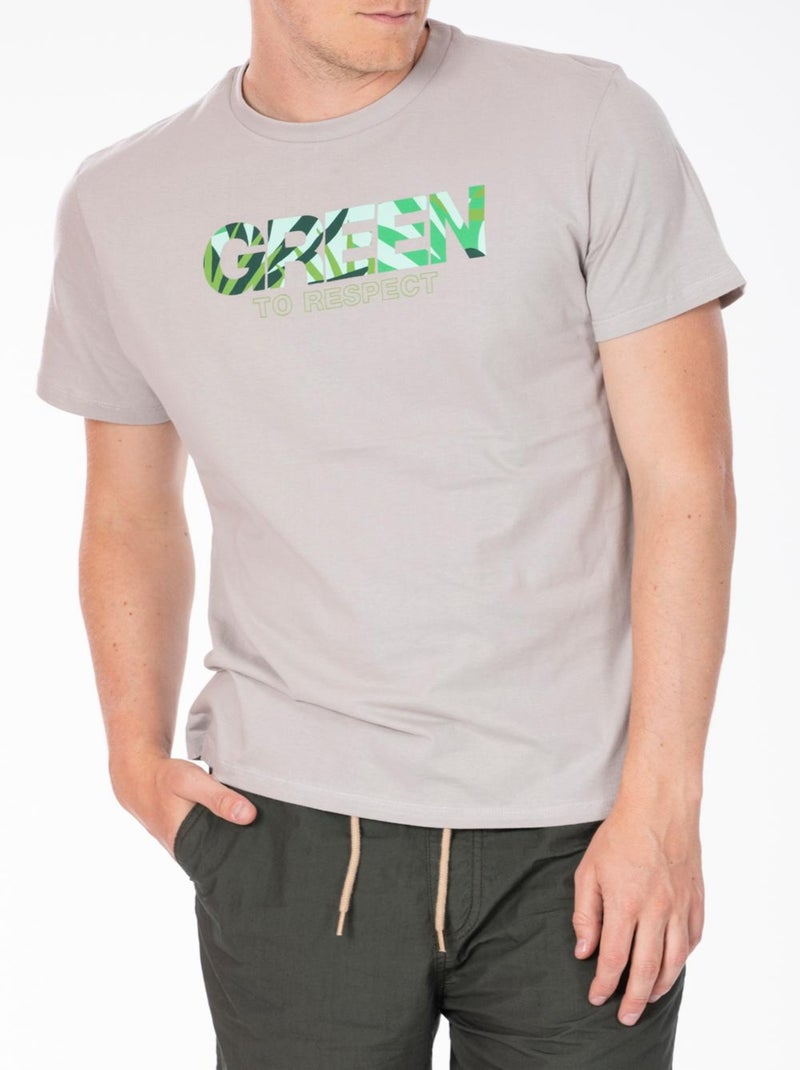 T-shirt coton bio GREENR9 'Rica Lewis' Gris - Kiabi