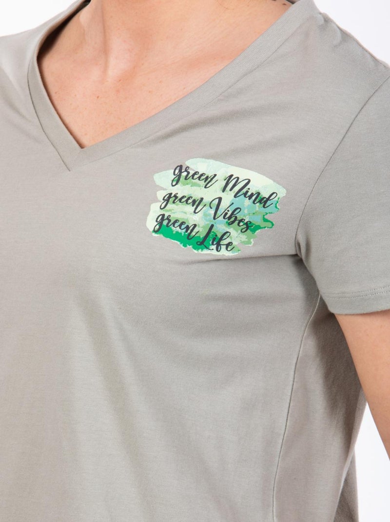 T-shirt coton bio NUNZIA9 'Rica Lewis' Kaki - Kiabi