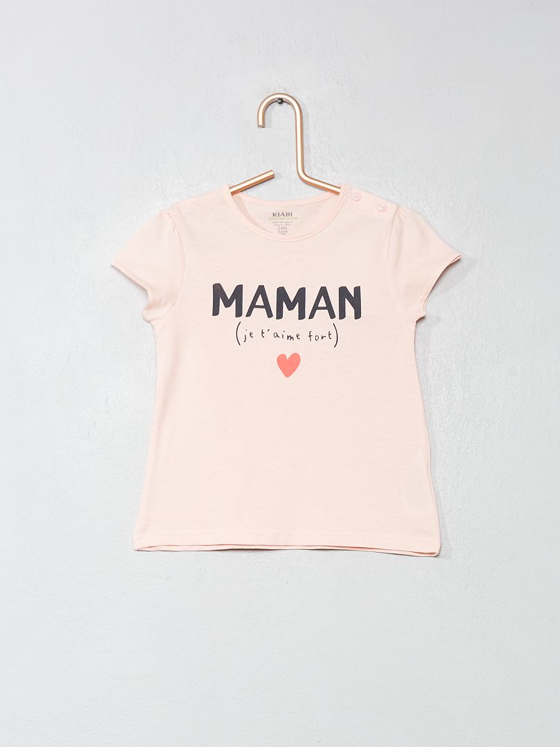 T-shirt coton bio rose/maman - Kiabi
