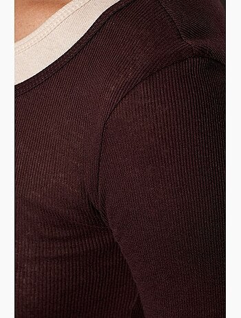 T-shirt coton boutonné devant manches longues ajusté dilvin
