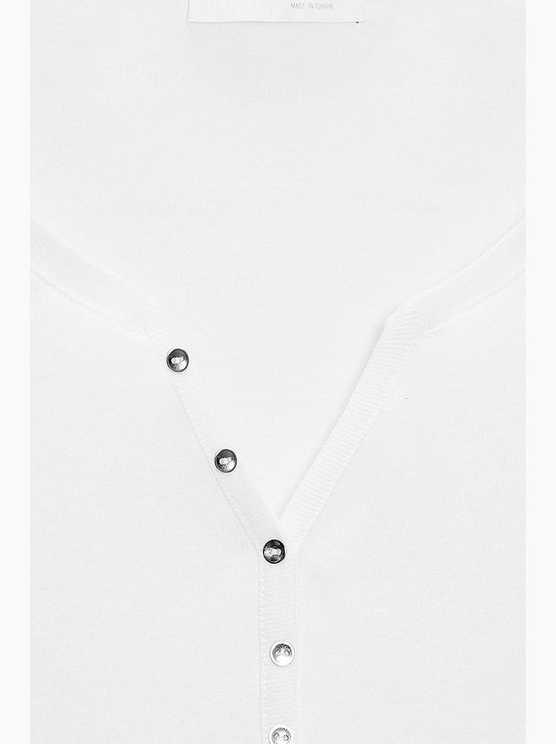 T-shirt coton boutonné manches longues ajusté dilvin Blanc - Kiabi