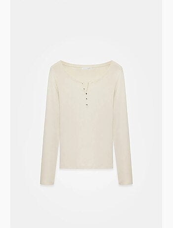 T-shirt coton boutonné manches longues ajusté dilvin