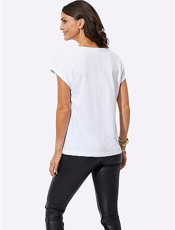 T shirt en coton col rond et manches courtes motif étoile - Taille standard - Witt