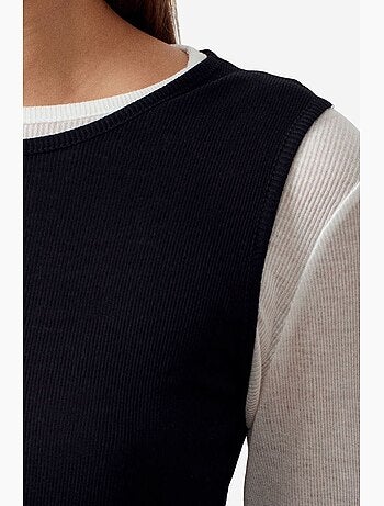 T-shirt coton col rond manches longues ajusté dilvin
