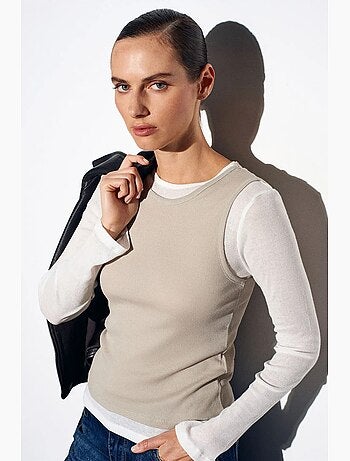T-shirt coton col rond manches longues ajusté dilvin