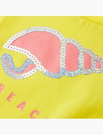 T-shirt coton élasthanne col rond imprimé coquillage pailleté - vidaxl