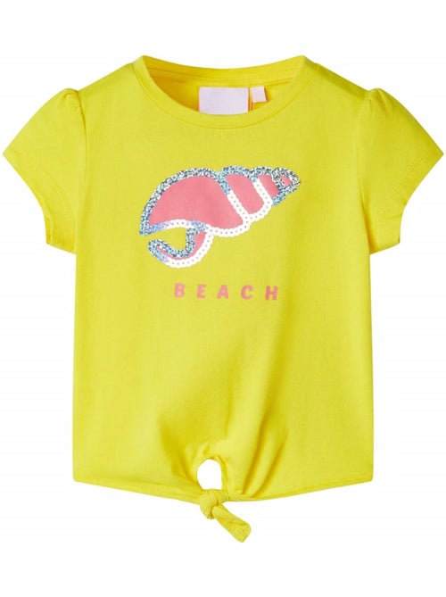 T-shirt coton élasthanne col rond imprimé coquillage pailleté - vidaxl - Kiabi