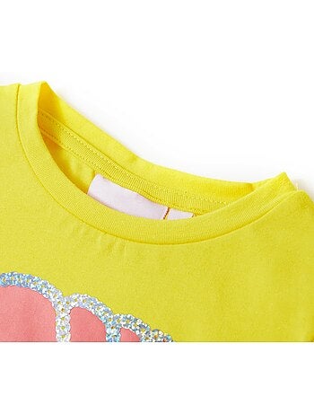 T-shirt coton élasthanne col rond imprimé coquillage pailleté - vidaxl