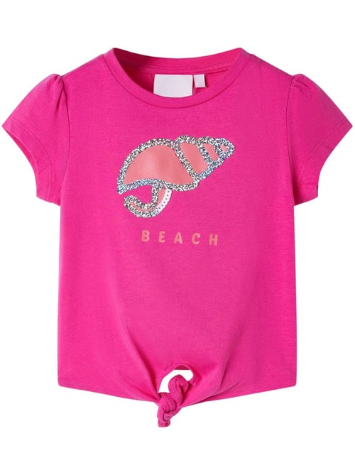 T-shirt coton élasthanne col rond imprimé coquillage pailleté - vidaxl - Kiabi
