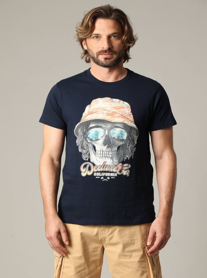 T-shirt coton élégant et décontracté pour l'été 'Deeluxe' Bleu marine - Kiabi