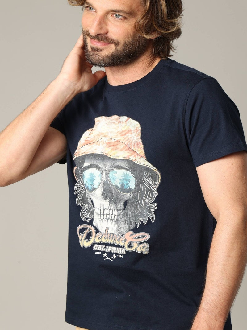 T-shirt coton élégant et décontracté pour l'été 'Deeluxe' Bleu marine - Kiabi
