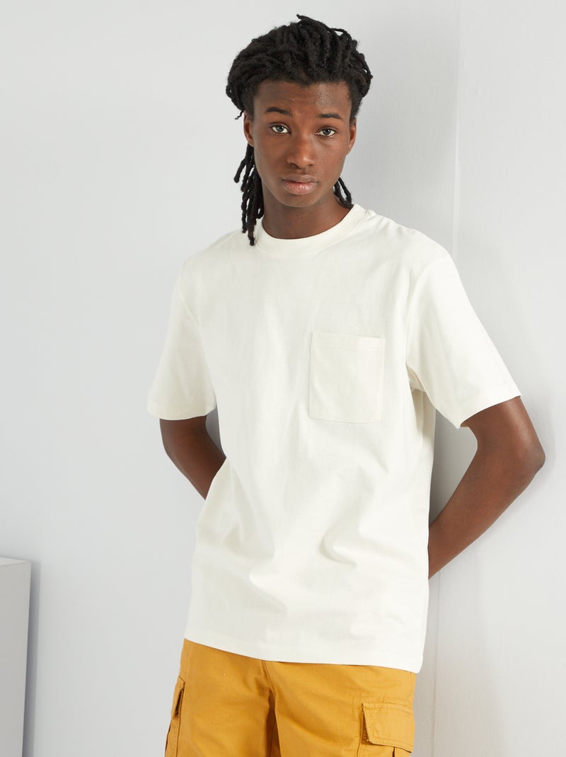 T-shirt coton épais BLANC - Kiabi