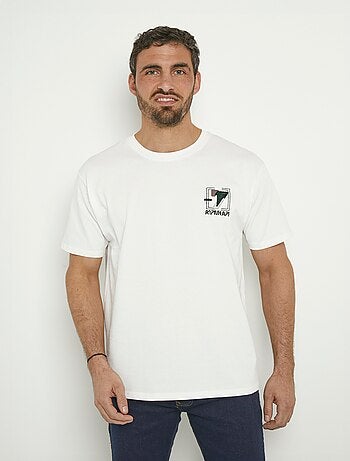 T-shirt coton épais, broderie graphique