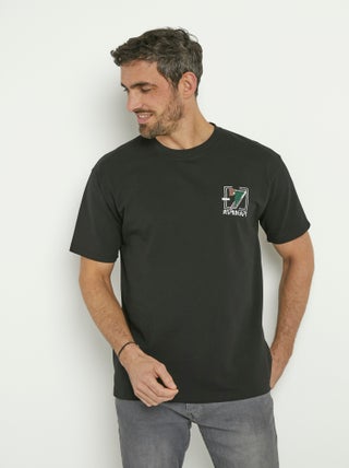 T-shirt coton épais, broderie graphique