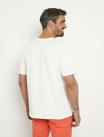 T-shirt coton épais, broderie poitrine