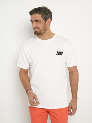 T-shirt coton épais, broderie poitrine