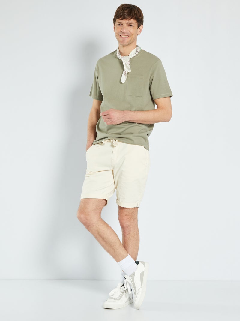 T-shirt coton épais kaki brun - Kiabi