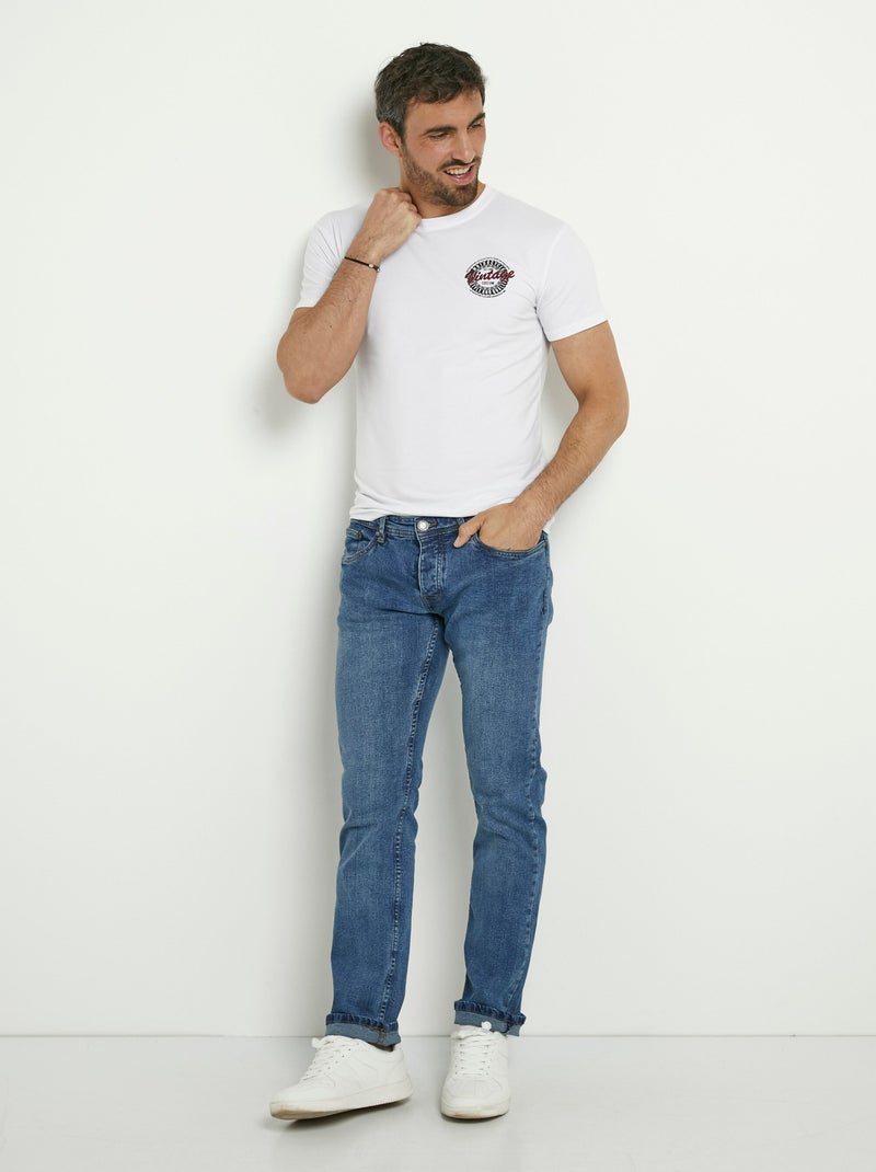 T-shirt coton épais manches courtes thème vintage Blanc - Kiabi