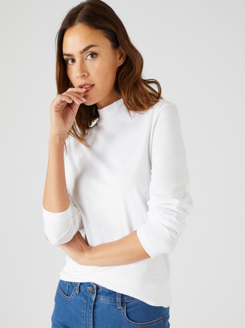 T-shirt coton flammé - Damart Blanc - Kiabi