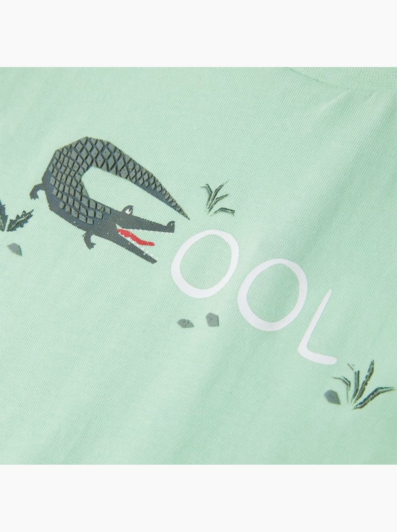 T-shirt coton imprimé crocodile clair coupe classique - vidaxl Vert - Kiabi