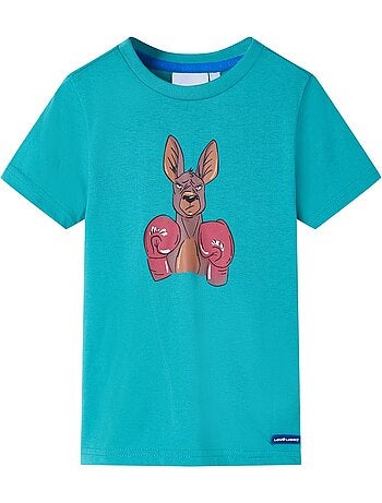 T-shirt coton imprimé kangourou gants de boxe manches courtes - vidaxl