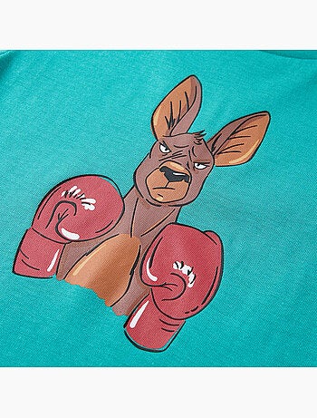 T-shirt coton imprimé kangourou gants de boxe manches courtes - vidaxl