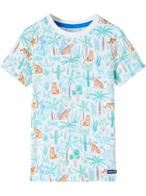 T-shirt coton imprimé tigre all-over col rond manches courtes - vidaxl - Kiabi
