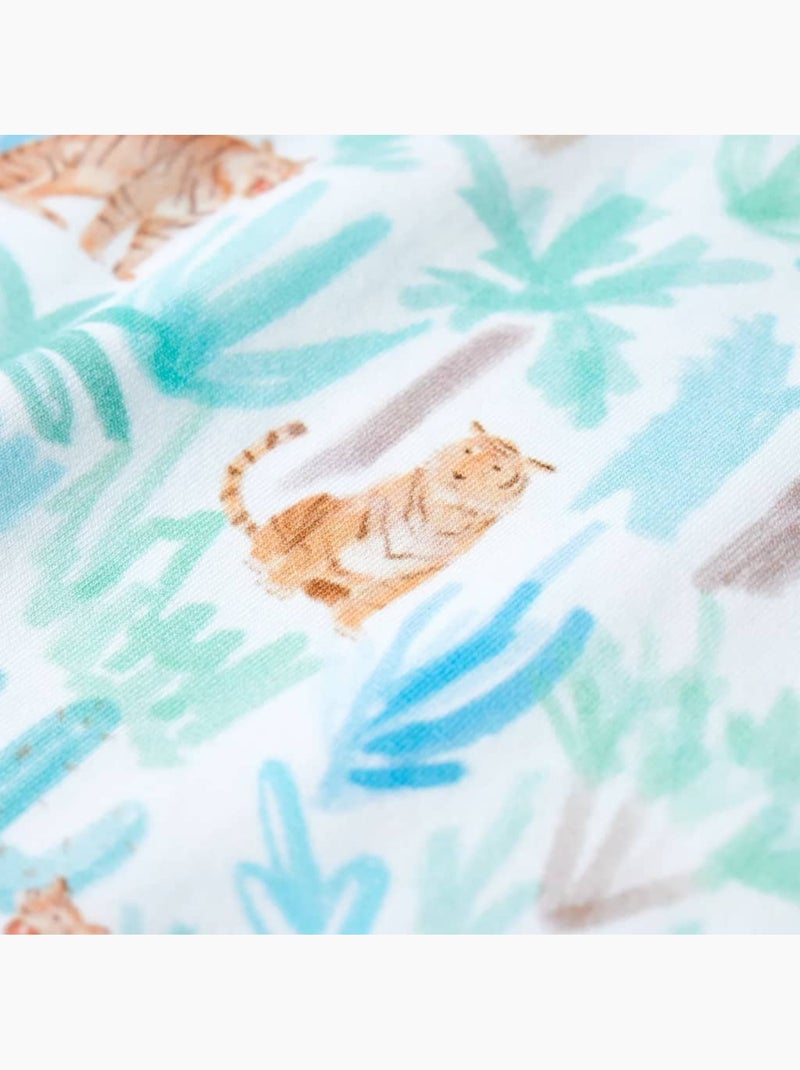 T-shirt coton imprimé tigre all-over col rond manches courtes - vidaxl Blanc - Kiabi