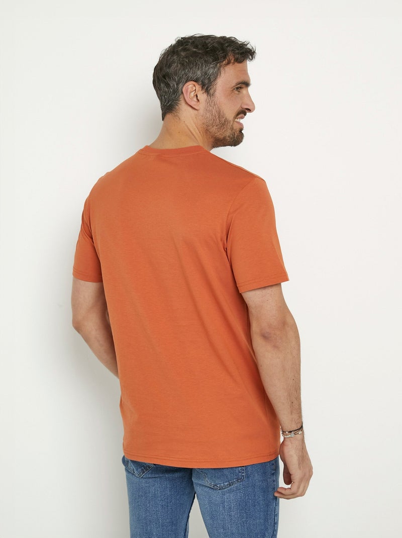 T-shirt coton manches courtes col rond Orange - Kiabi