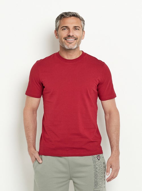 T-shirt coton manches courtes col rond - Kiabi
