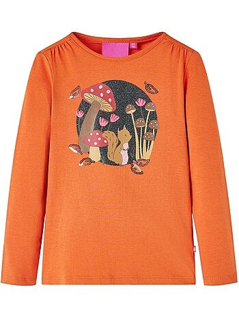 T-shirt coton manches courtes imprimé champignons poitrine - vidaxl