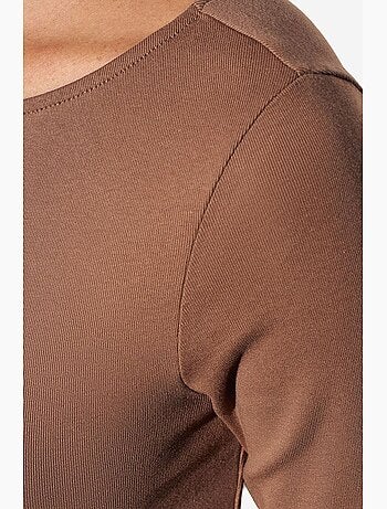 T-shirt coton mélangé zippé manches longues ajusté dilvin