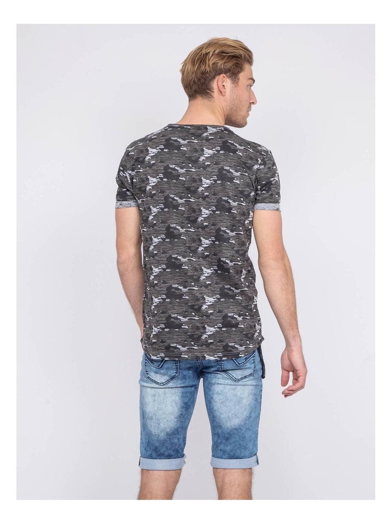 T-shirt coton militaire NIMON Gris chiné - Kiabi