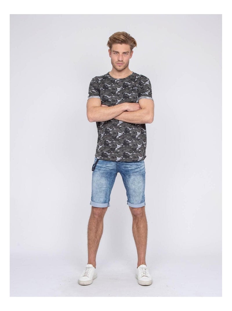 T-shirt coton militaire NIMON Gris chiné - Kiabi