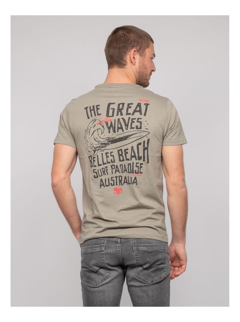 T-shirt coton motifs NARNAGE Kaki - Kiabi