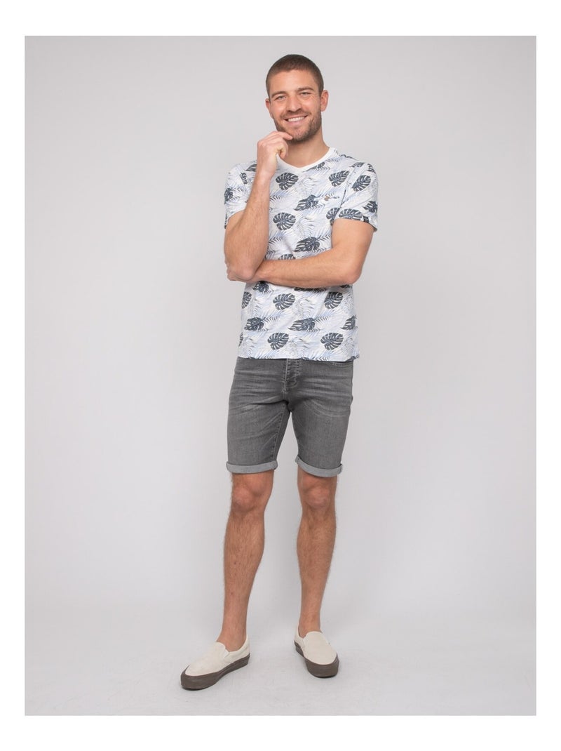 T-shirt coton motifs narotiness Bleu - Kiabi