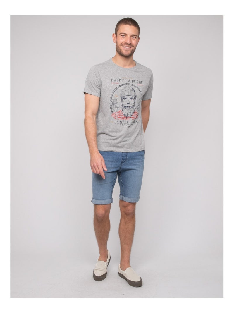 T-shirt coton motifs NAVIROL Gris - Kiabi