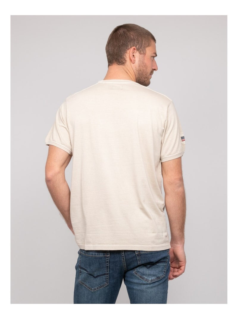 T-shirt coton motifs NAVOJOB Beige - Kiabi