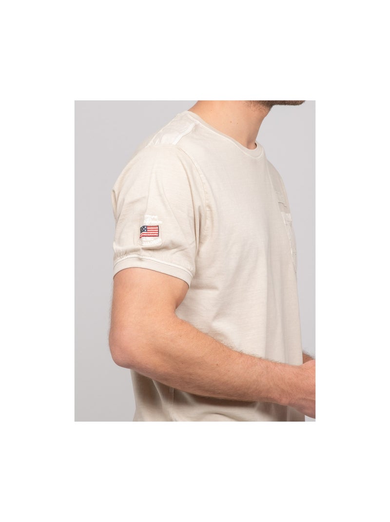 T-shirt coton motifs NAVOJOB Beige - Kiabi