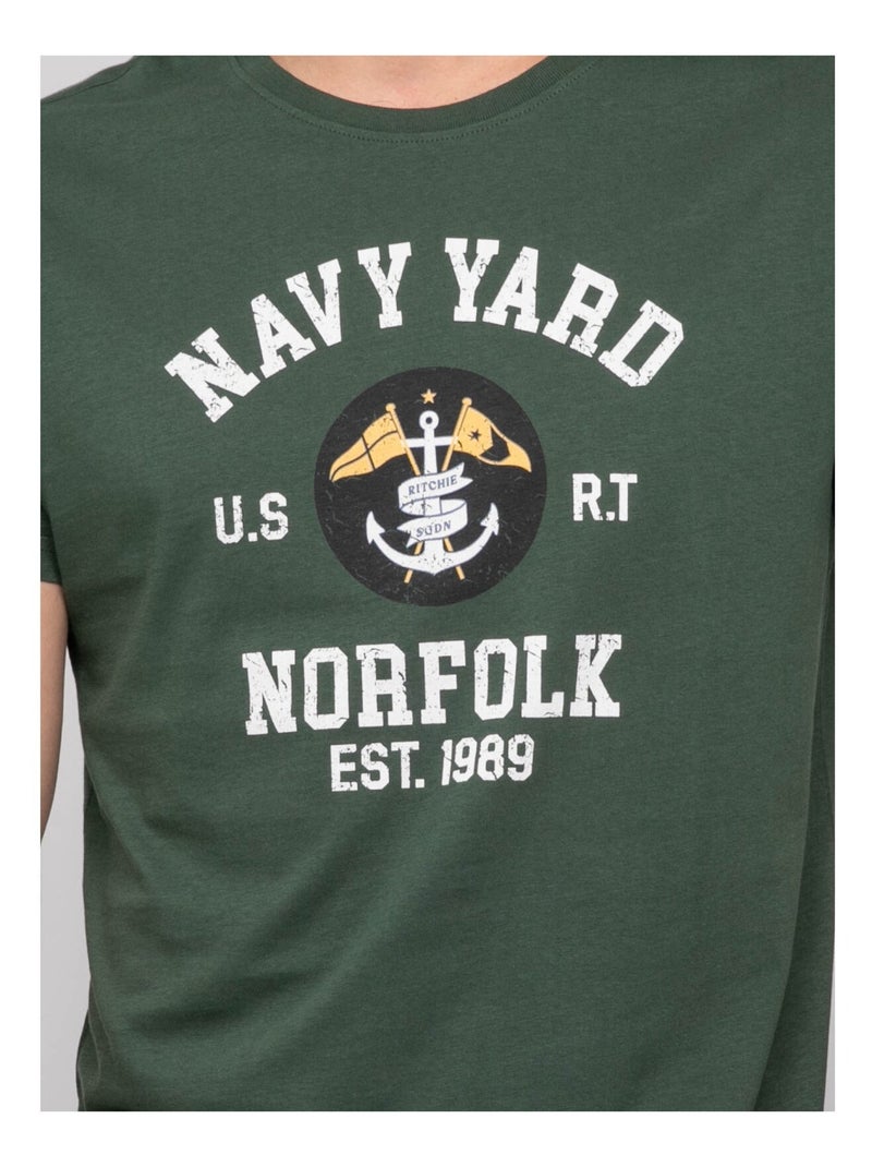 T-shirt coton motifs NERUPILI Vert forêt - Kiabi