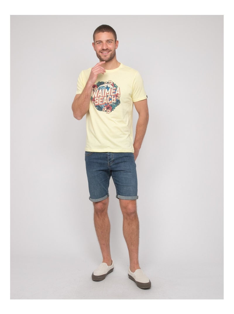 T-shirt coton motifs NEWILMO Jaune - Kiabi