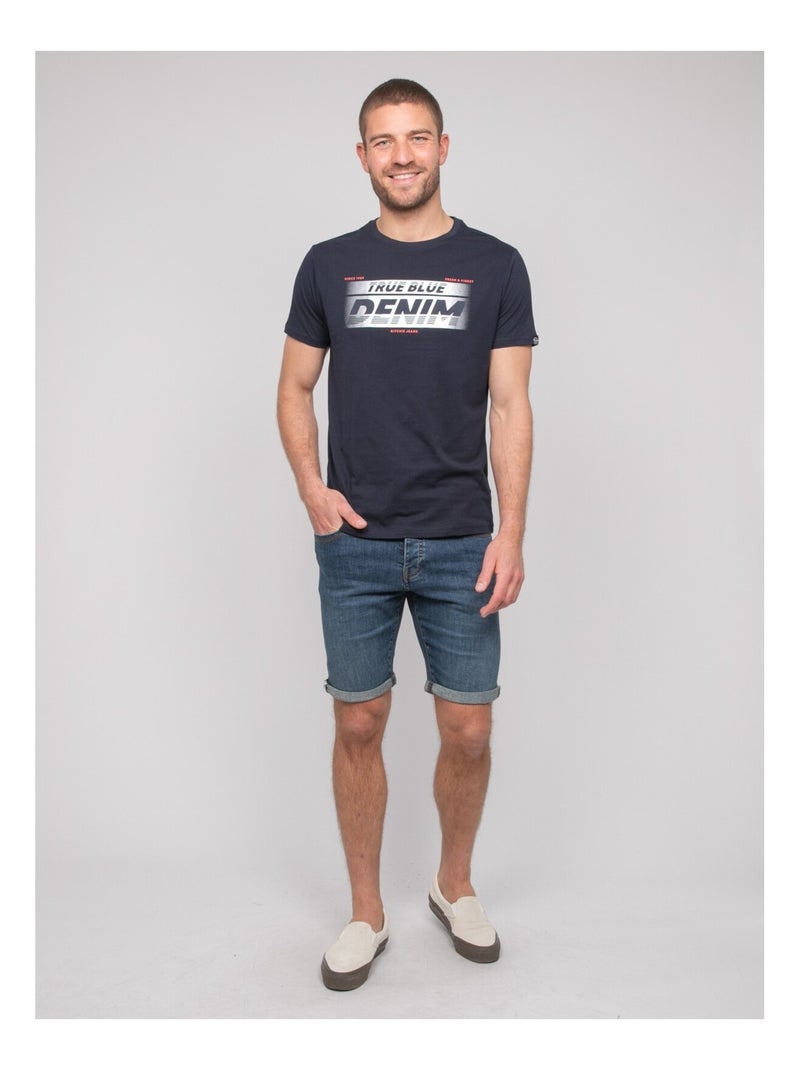 T-shirt coton motifs NOLOUP Bleu marine - Kiabi